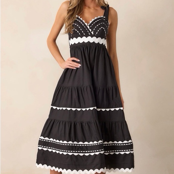 Red Dress Boutique Black and White Midi Dress - Picture 3 of 6